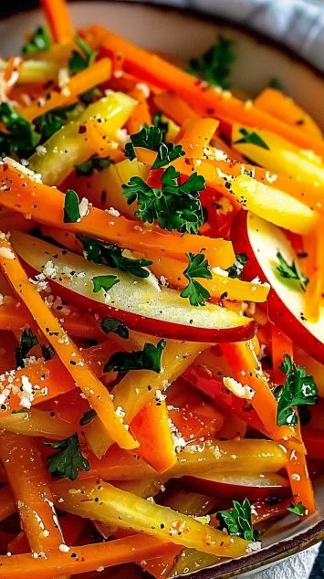 Fresh Carrot Apple Salad with vibrant colors and healthy ingredients