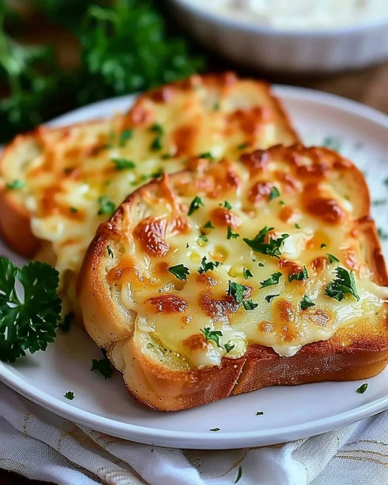 Buttery and garlicky Cheesy Texas Toast topped with melted mozzarella cheese