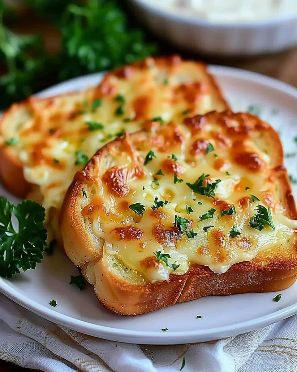 Buttery and garlicky Cheesy Texas Toast topped with melted mozzarella cheese