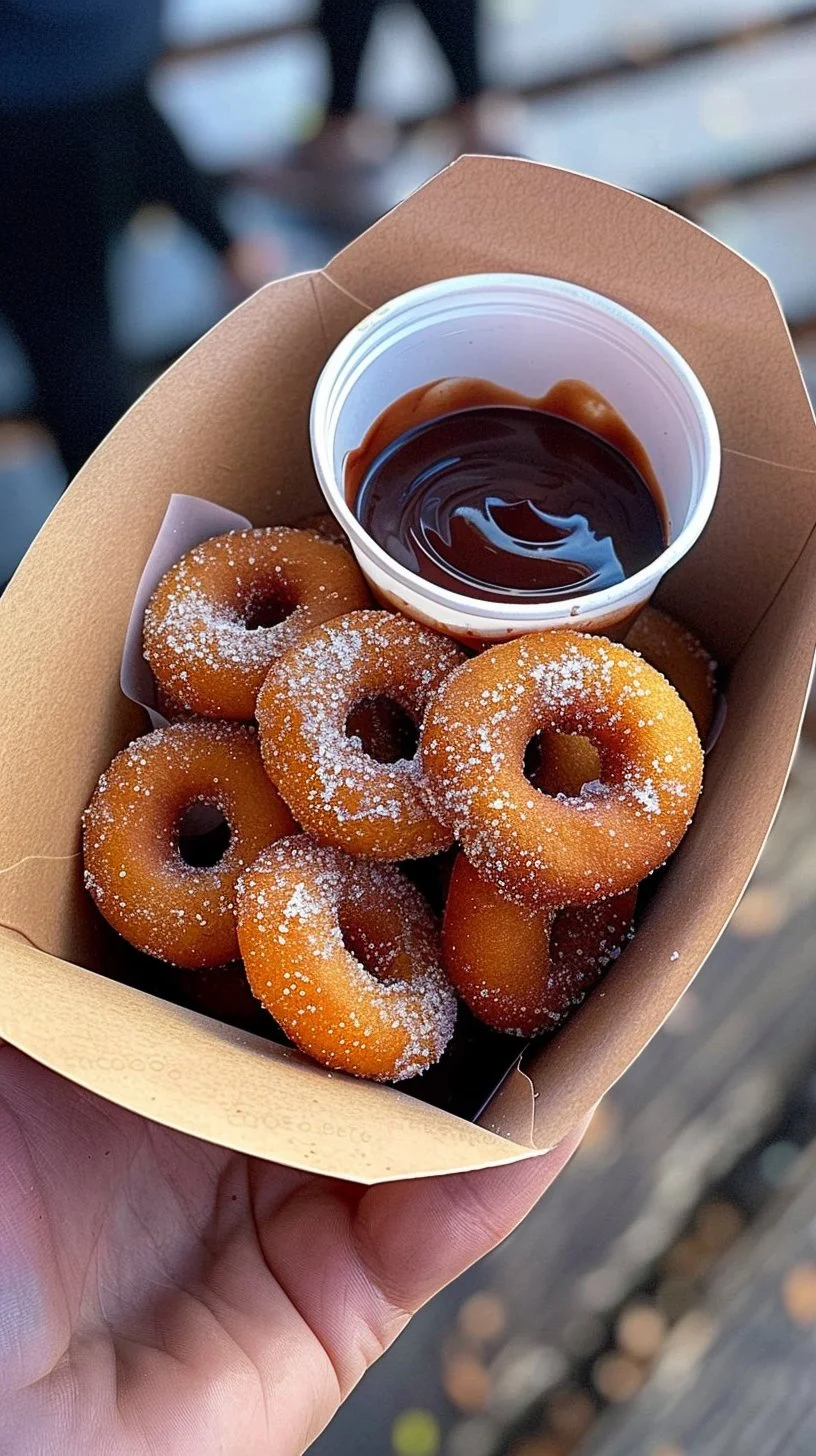 Delicious churro donut bites dusted with cinnamon sugar