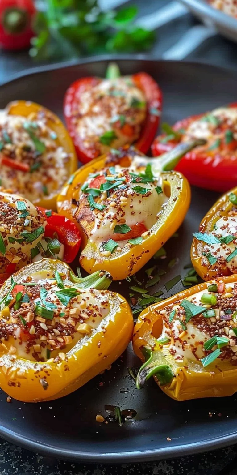 Easy cheese and everything bagel-stuffed mini peppers appetizer