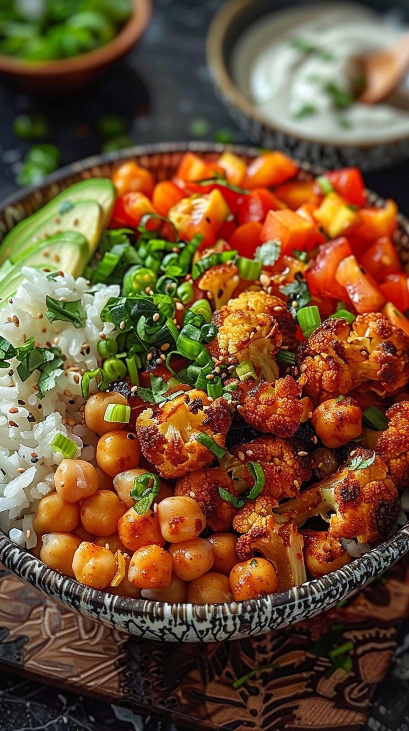 Spicy Chickpea and Roasted Cauliflower Bowl