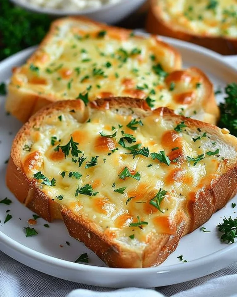 Homemade cheesy Texas toast garlic bread with melted cheese and herbs