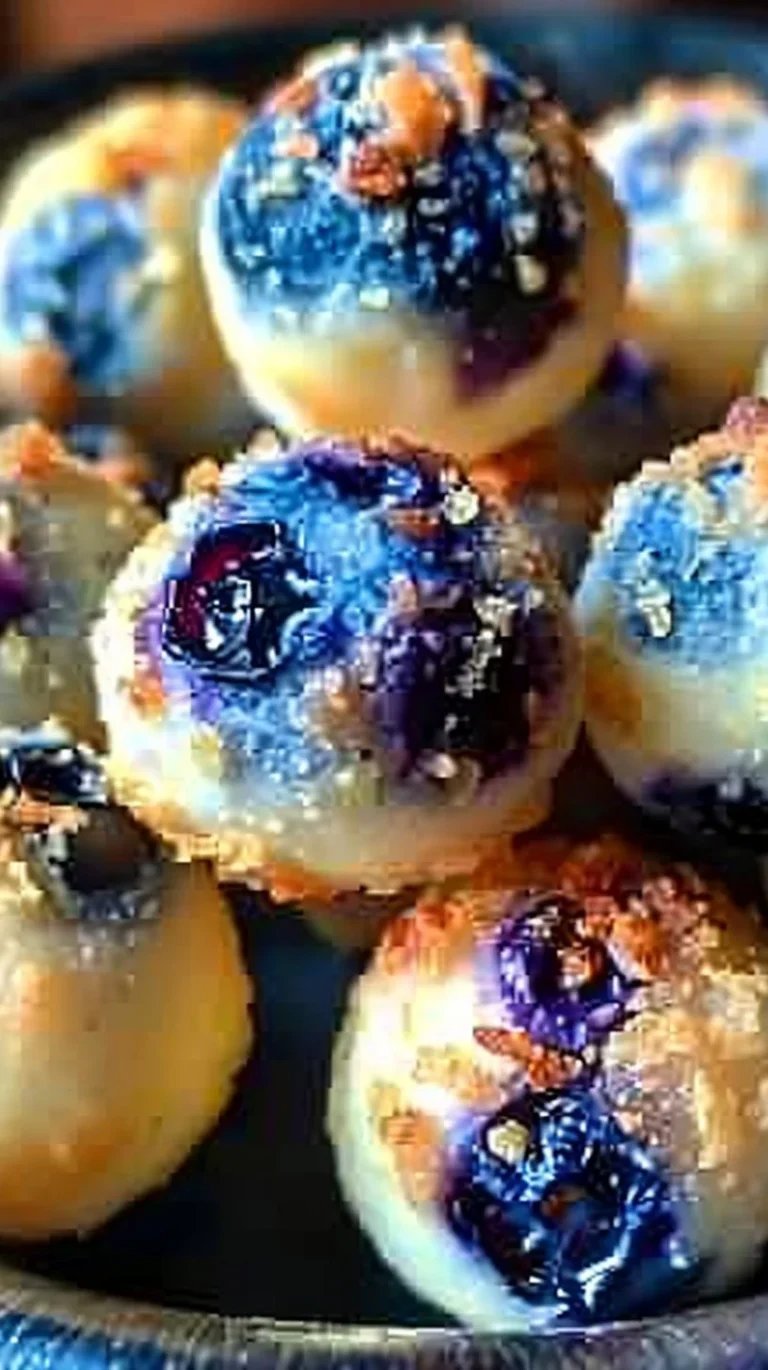 Lemon Blueberry Cottage Cheese Protein Bites on a white plate