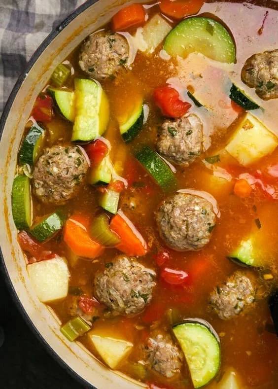 Delicious easy meatball soup with Mexican albondigas in a steaming bowl.