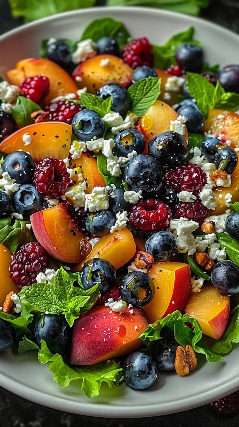 Blueberry Peach Feta Salad
