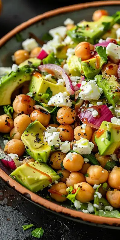 Chickpea Feta Avocado Salad