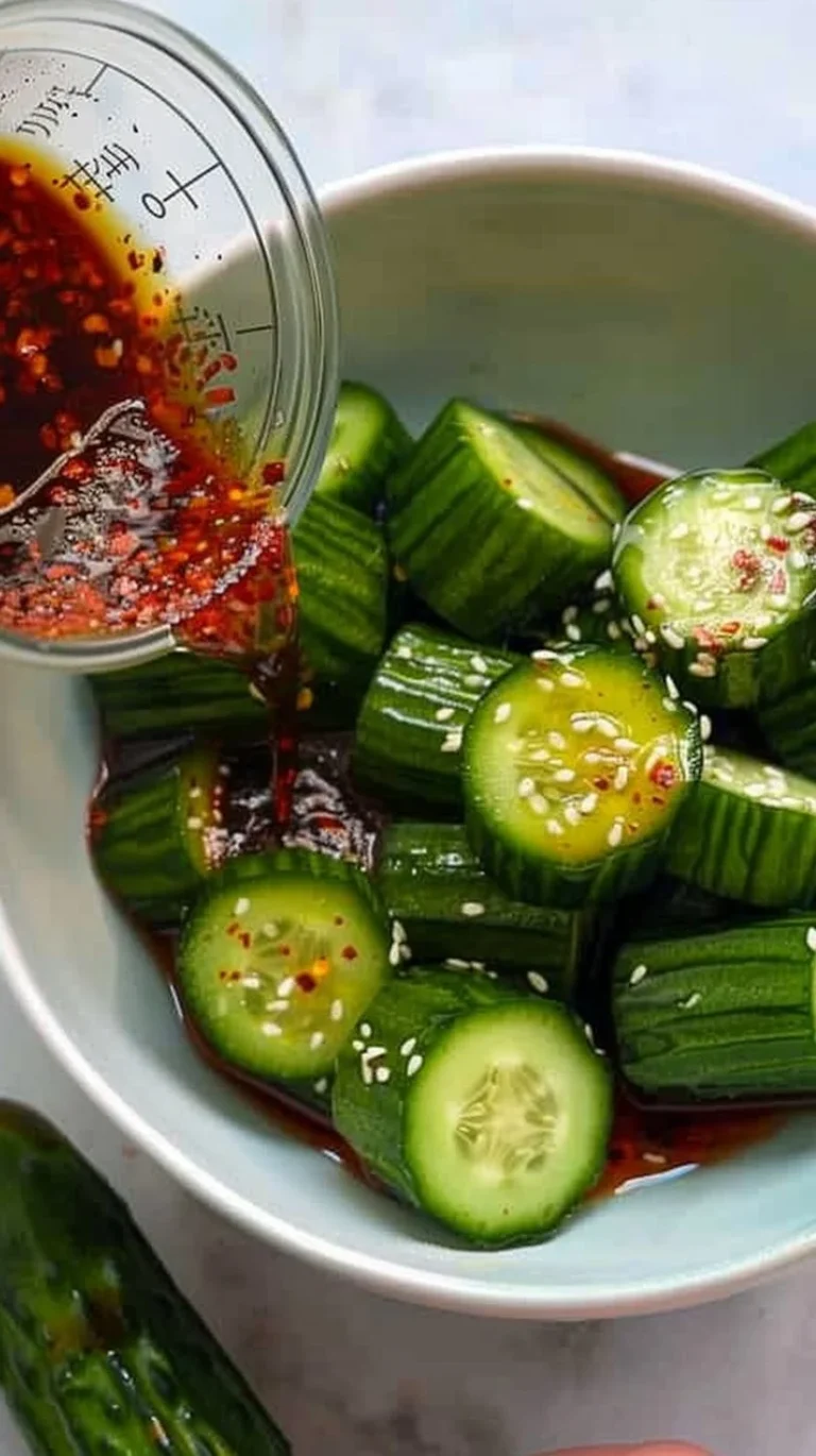 Delicious spicy cucumber salad with vibrant vegetables and flavorful dressing