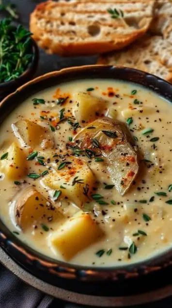 Hearty Cheddar Garlic Herb Potato Soup Recipe