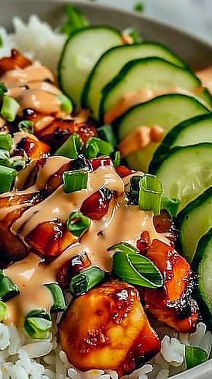 Delicious Bang Bang Chicken Bowl recipe with vibrant ingredients and flavors.