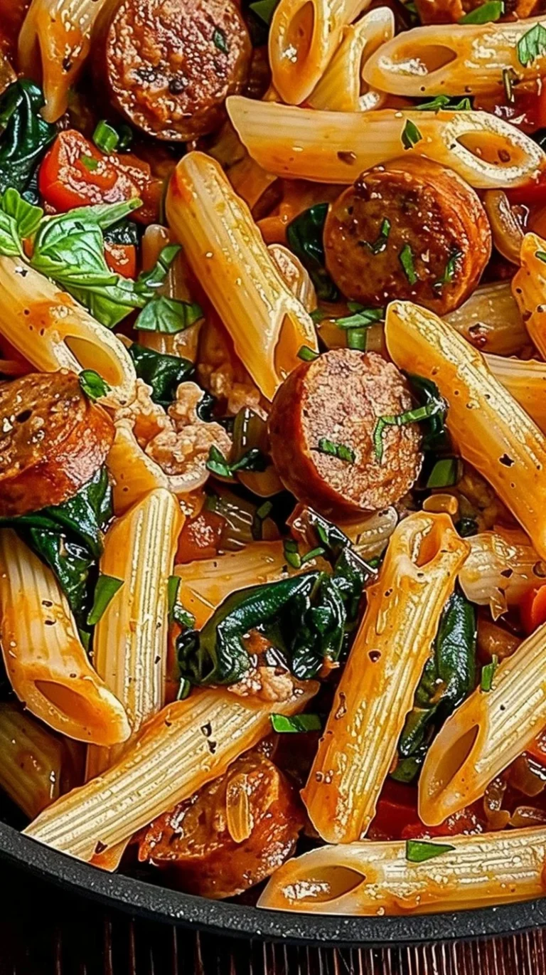 Delicious Cajun Sausage Pasta served in a colorful bowl with fresh herbs