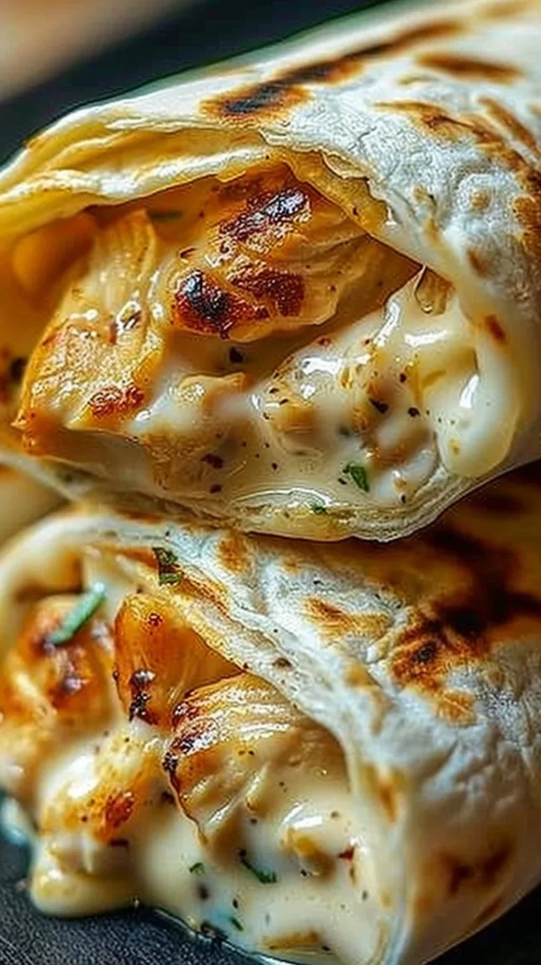 Delicious cheesy chicken garlic wraps ready to be enjoyed