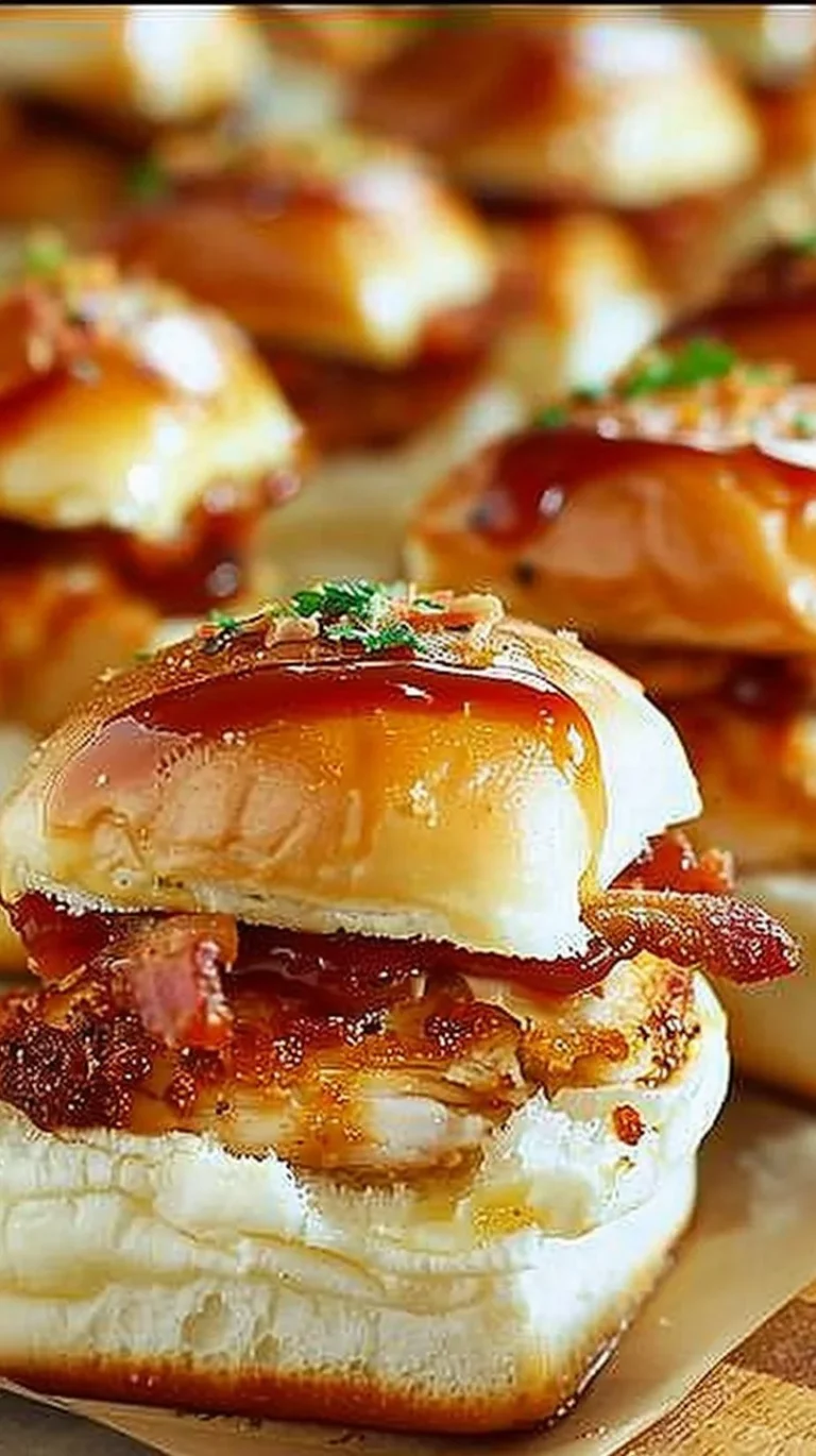 Delicious Chicken Bacon Ranch Sliders served on a platter