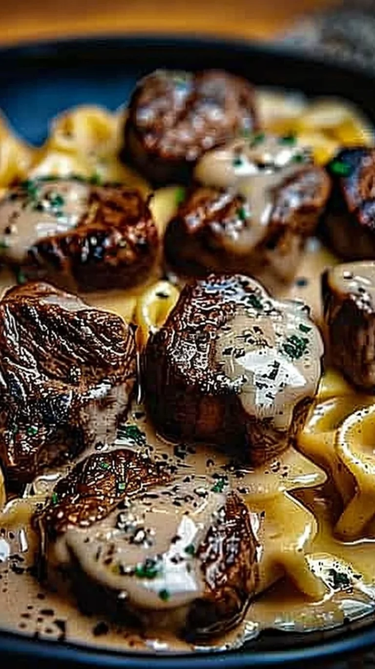 Delicious Garlic Steak Tortellini served in Creamhouse Sauce