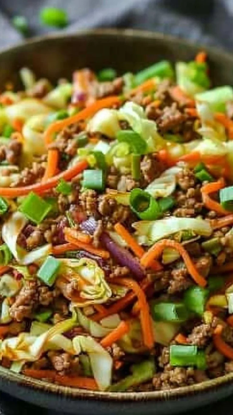 Delicious Egg Roll in a Bowl with fresh vegetables and savory flavors