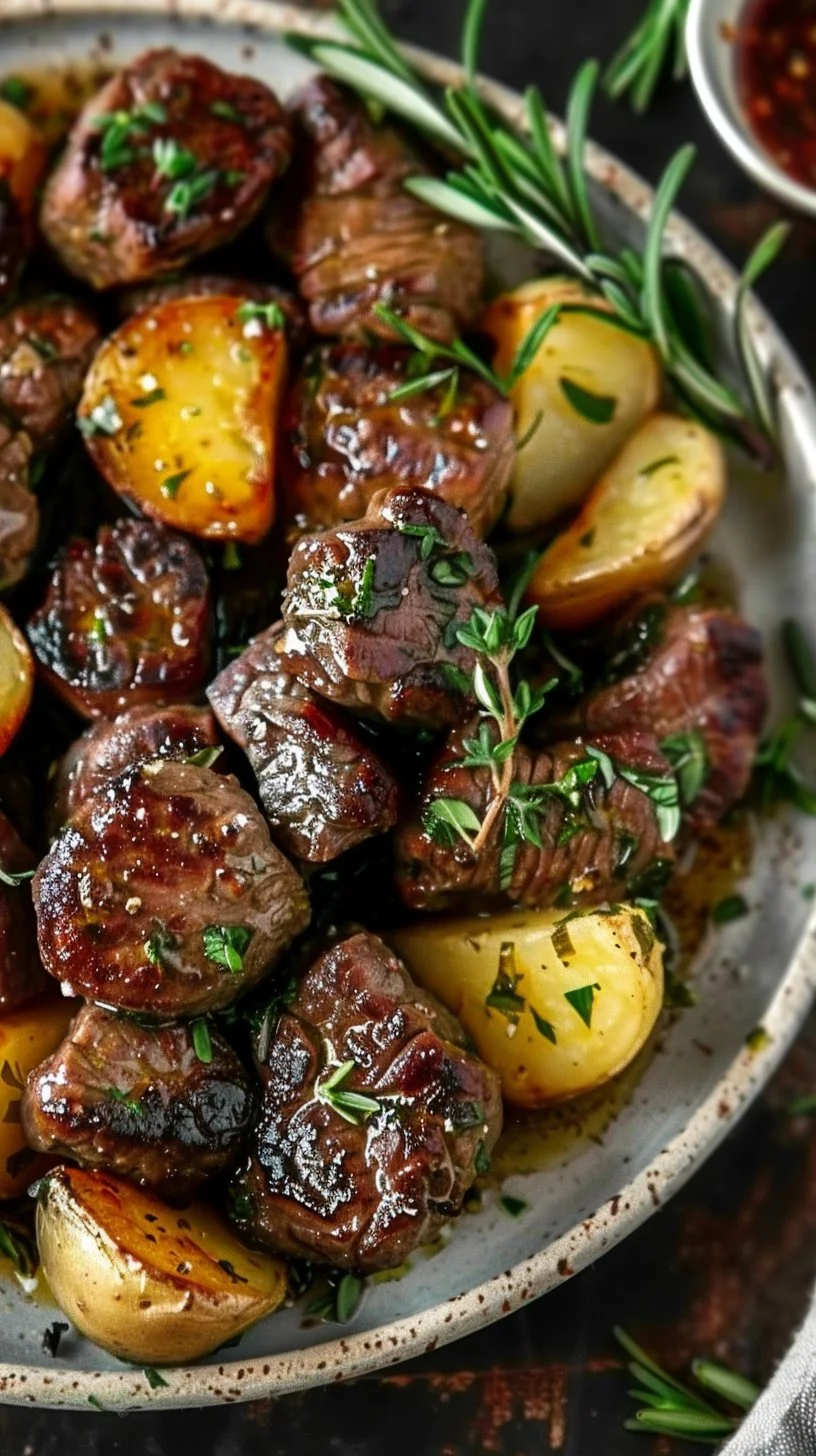 Garlic Butter Beef Bites with Potatoes