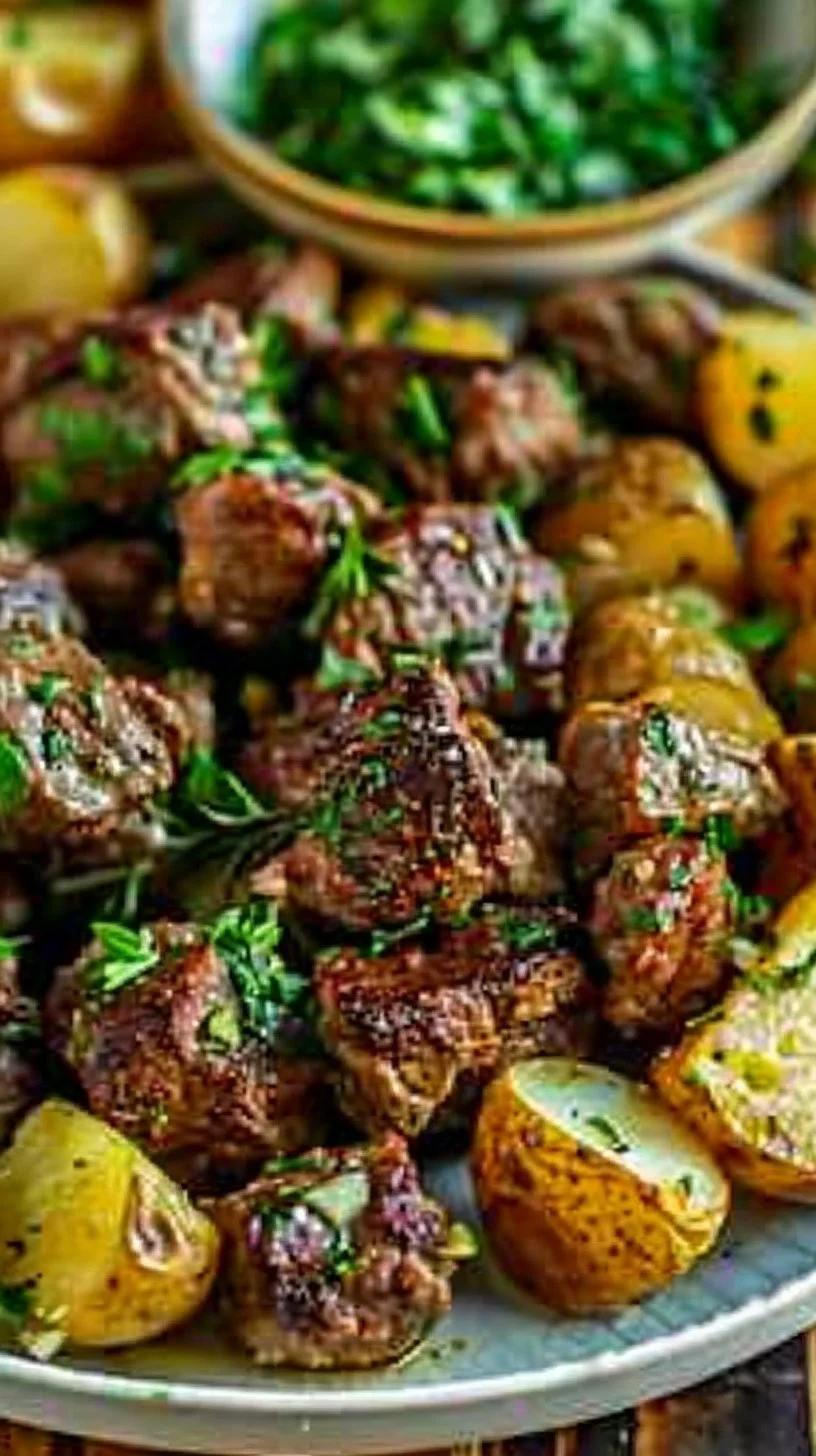 Garlic Butter Beef Bites with Potatoes