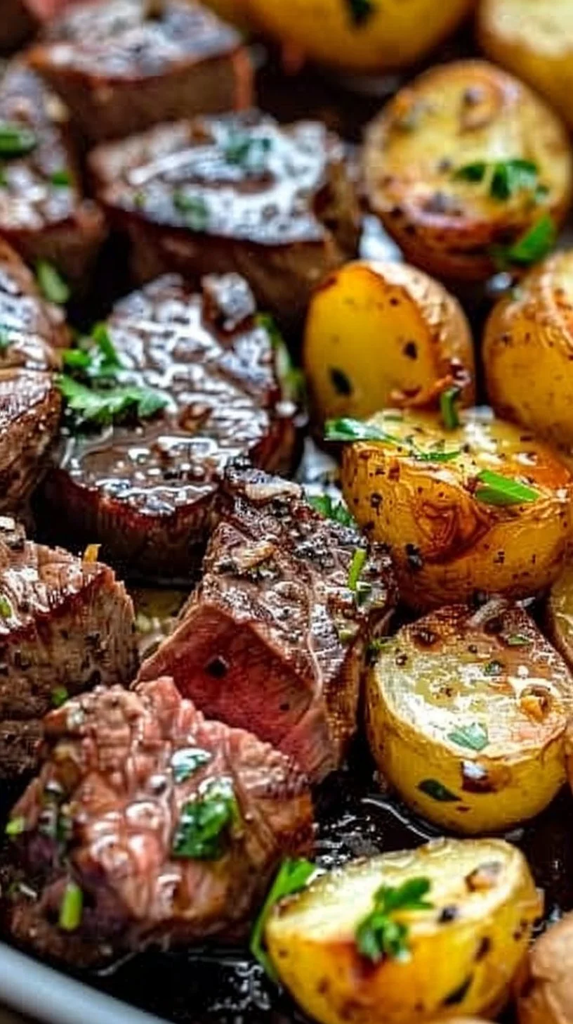Garlic Butter Steak Bites and Potatoes Delight