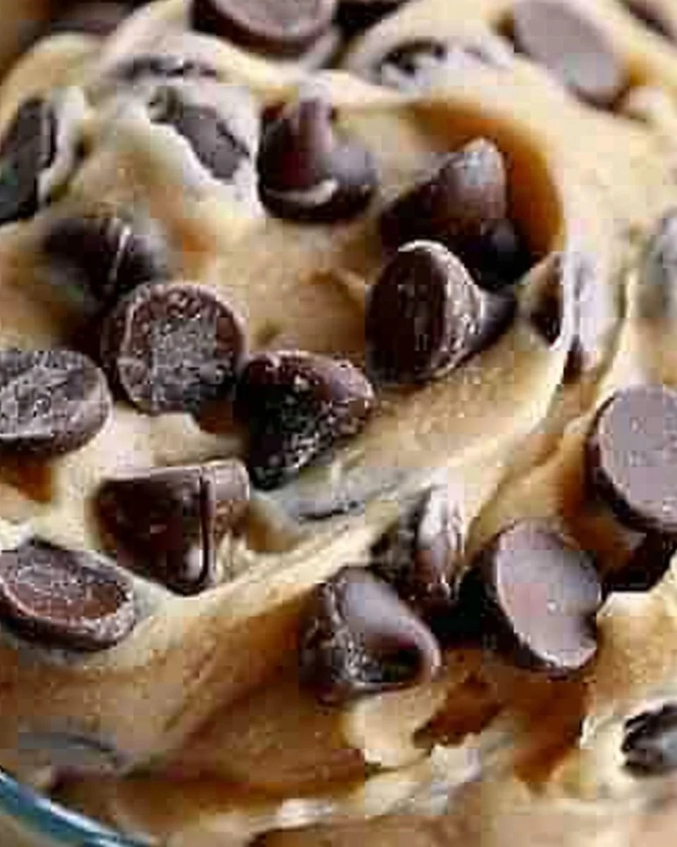 Delicious Greek yogurt cookie dough dessert with chocolate chips