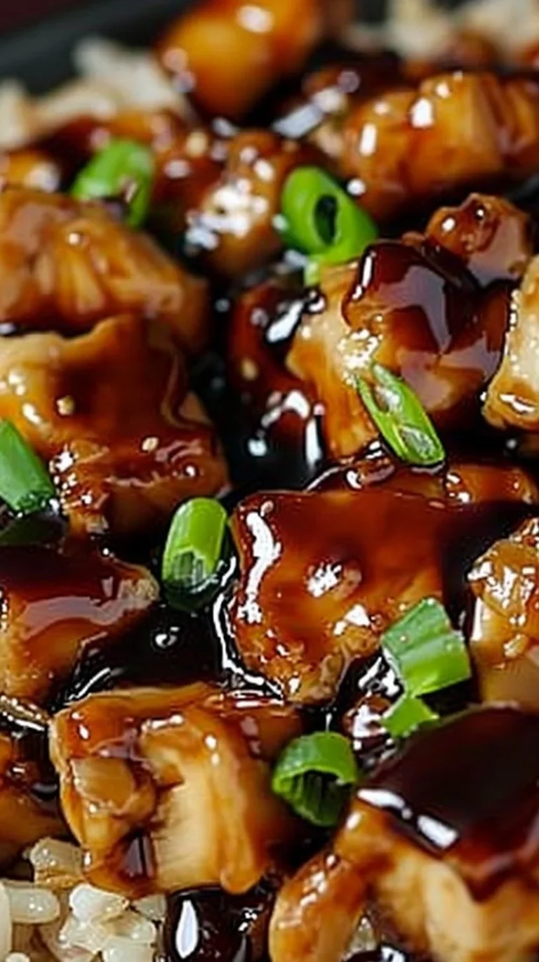 Honey BBQ Chicken served over rice with vibrant vegetables