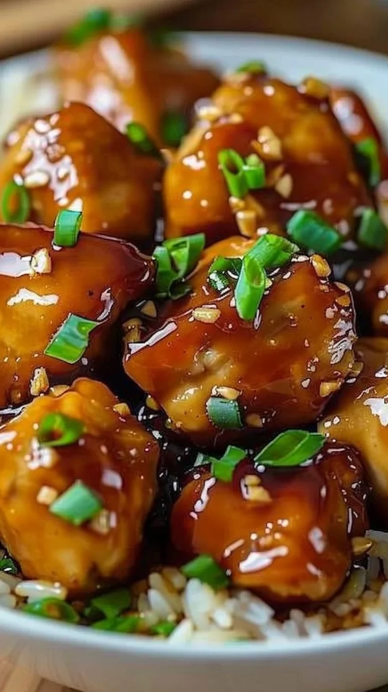 Delicious Honey Garlic Chicken served with vegetables