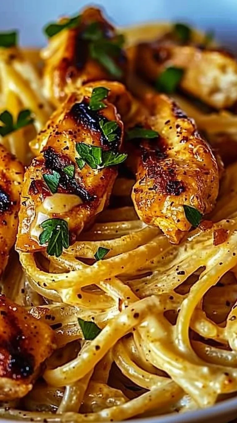 Plate of Cowboy Butter Chicken Linguine, easy and delicious dinner recipe