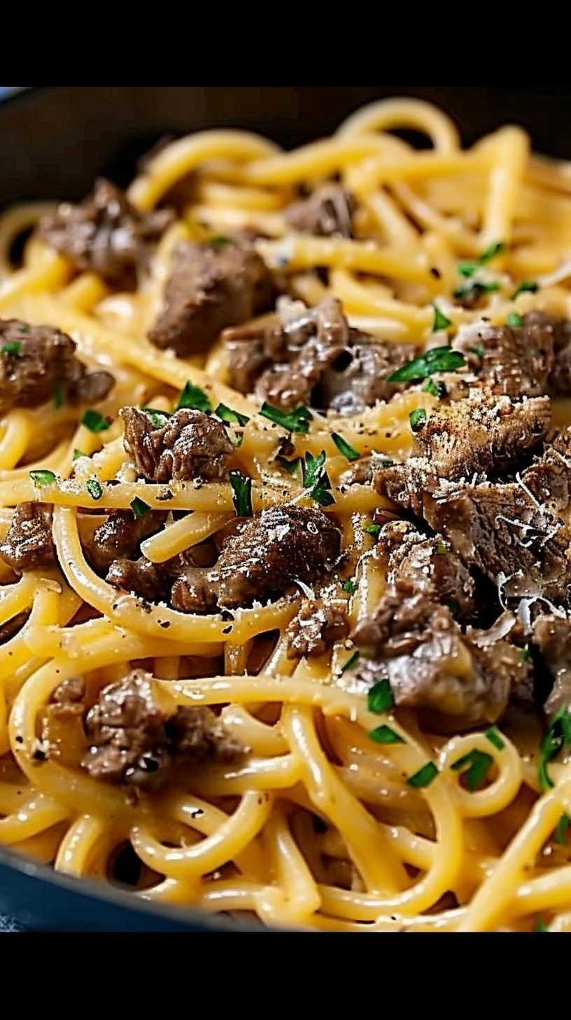 One-Pot Creamy Beef and Garlic Butter Pasta