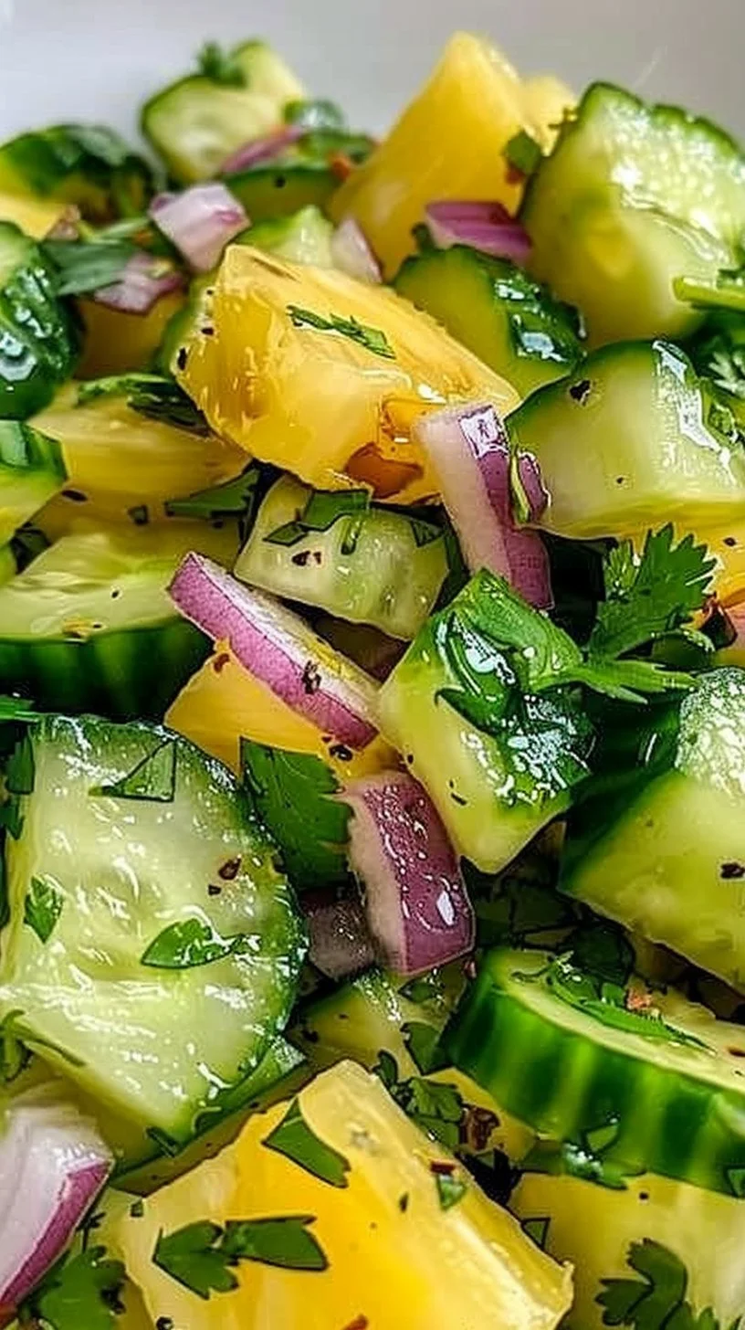Fresh Pineapple Cucumber Salad with vibrant colors and healthy ingredients.