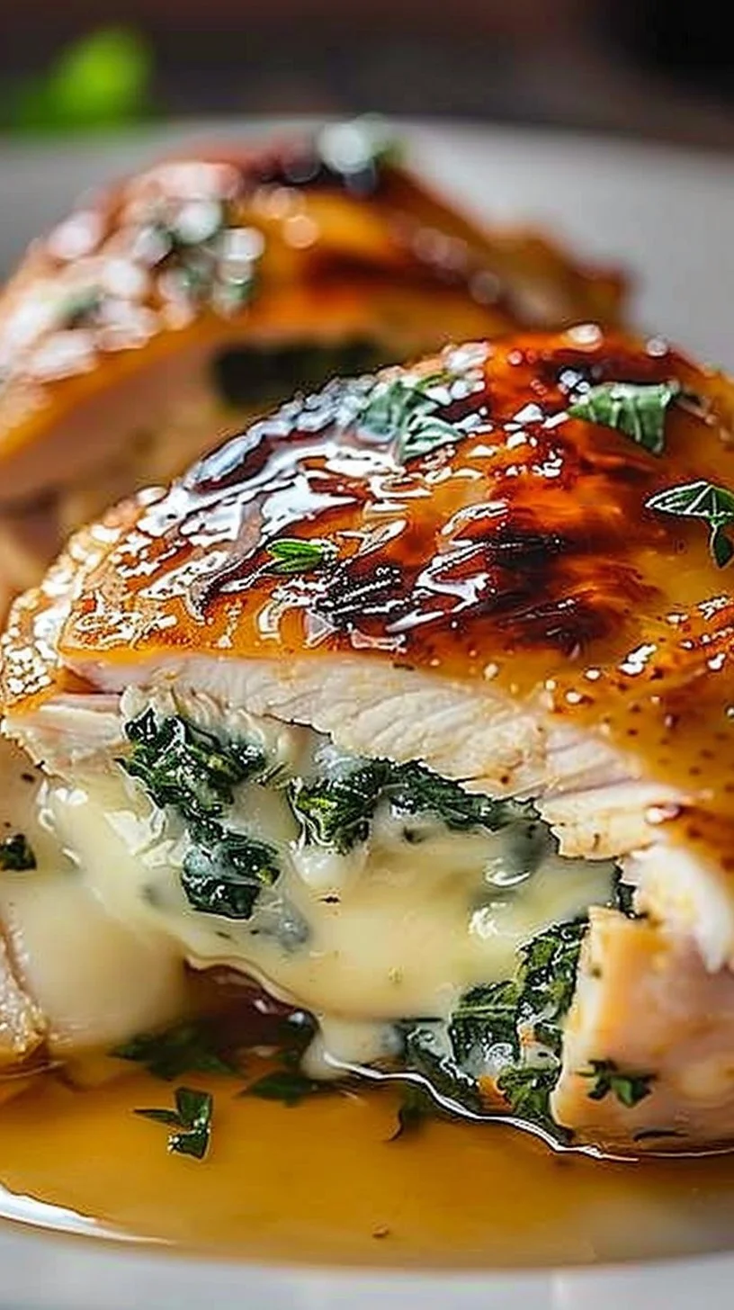 Ruth's Chris stuffed chicken copycat recipe served on a plate