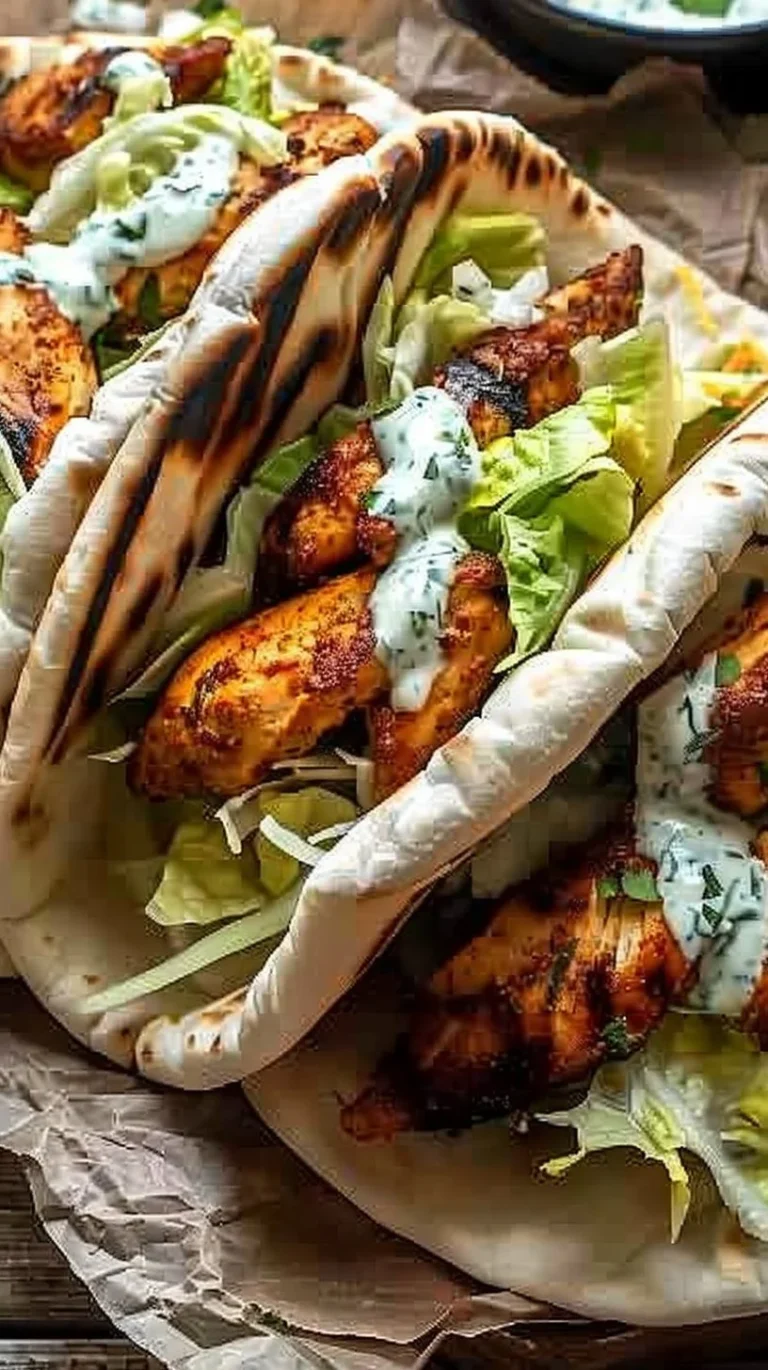 Sheet pan chicken pitas served with herby ranch dressing