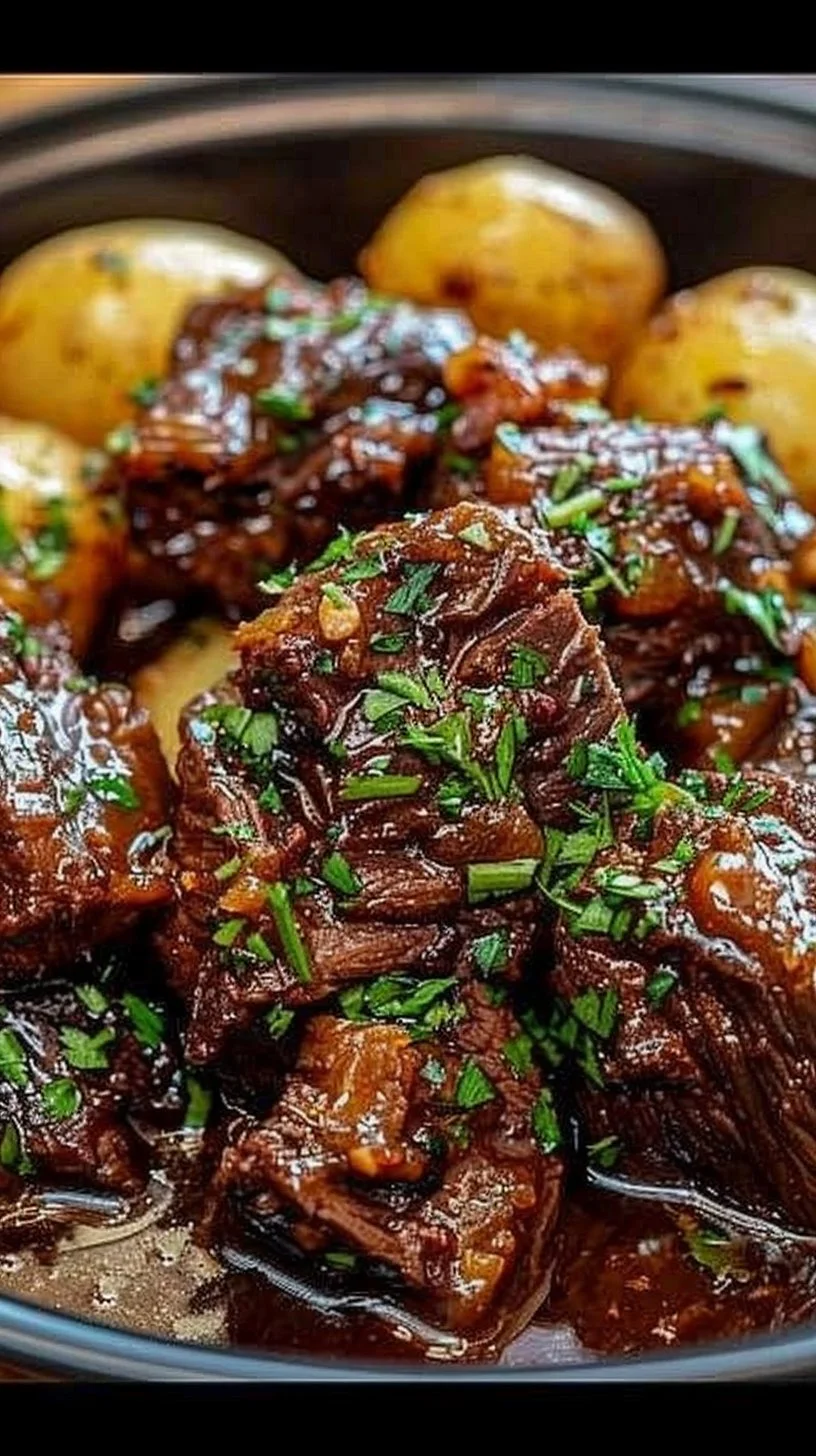 Slow Cooker Garlic Butter Beef with Potatoes