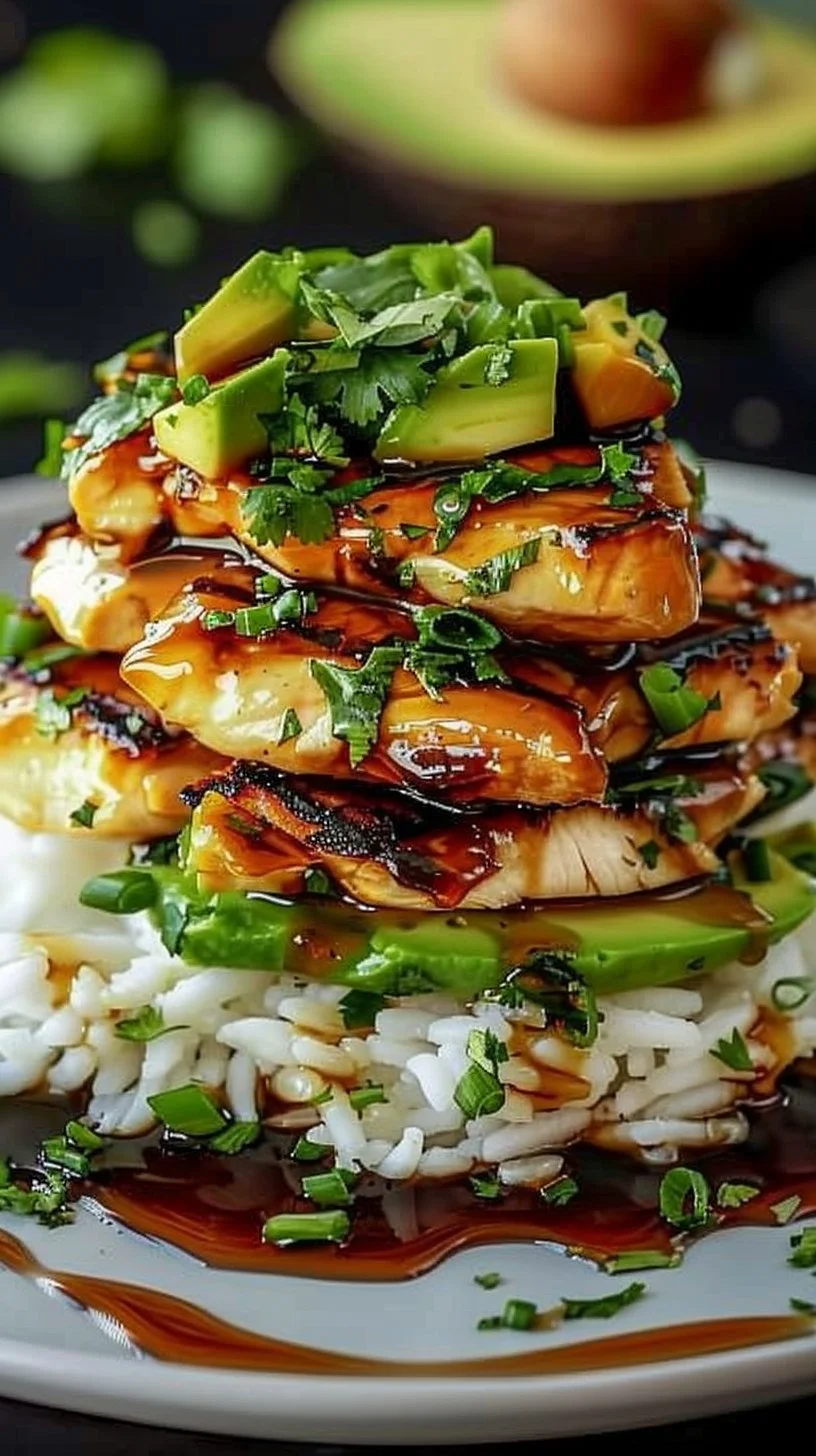 Tangy Honey Lime Chicken & Avocado Rice Stack That Delights
