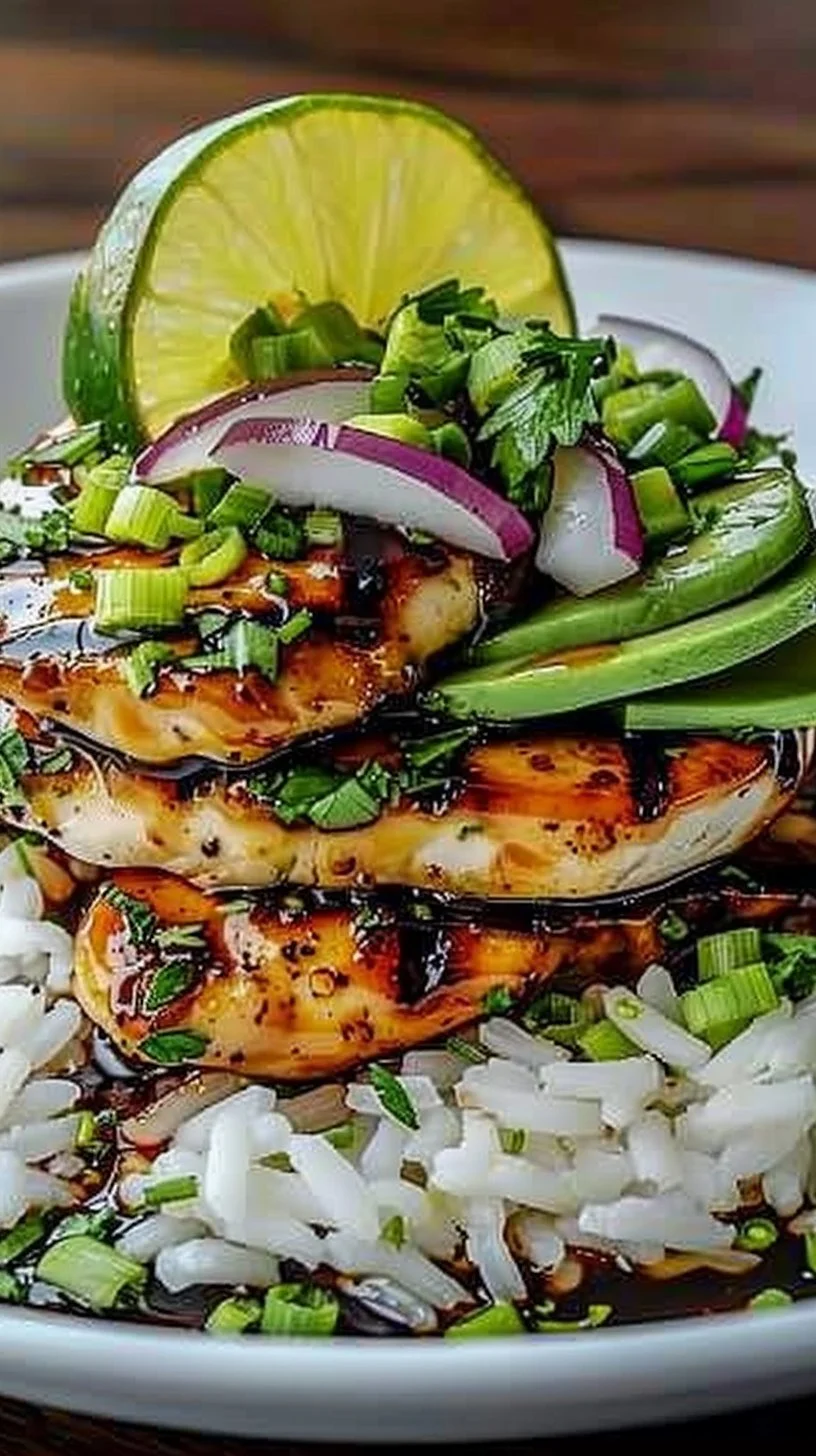 Tangy Honey Lime Chicken & Avocado Rice Stack That Delights