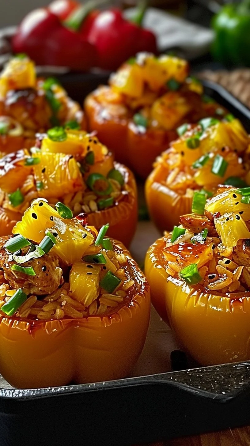 Teriyaki Pineapple Chicken and Rice Stuffed Peppers: A Sweet and Savory Meal