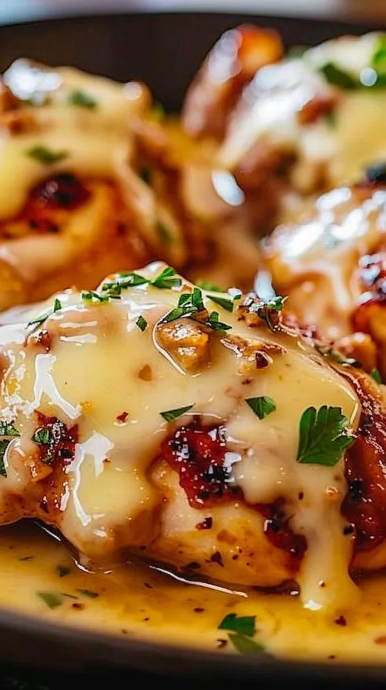 Texas Roadhouse smothered chicken with jack cheese served on a plate