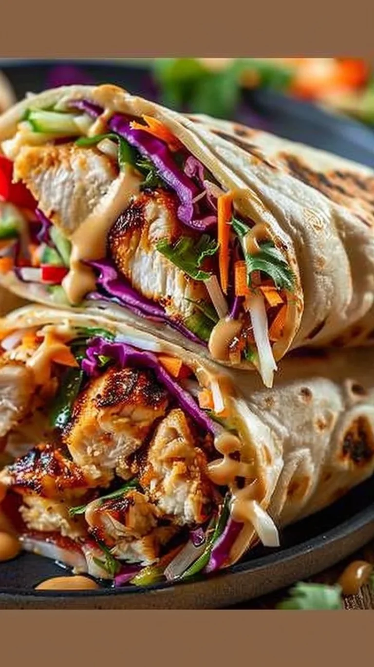 Thai Chicken Wrap with Crunchy Asian Slaw, fresh and flavorful meal