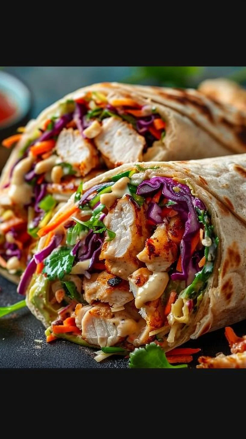 Thai Chicken Wrap with Crunchy Asian Slaw