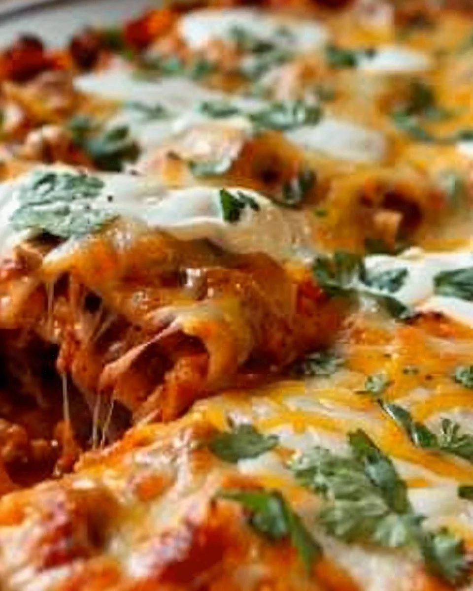 Delicious quick and easy chicken enchiladas ready to serve