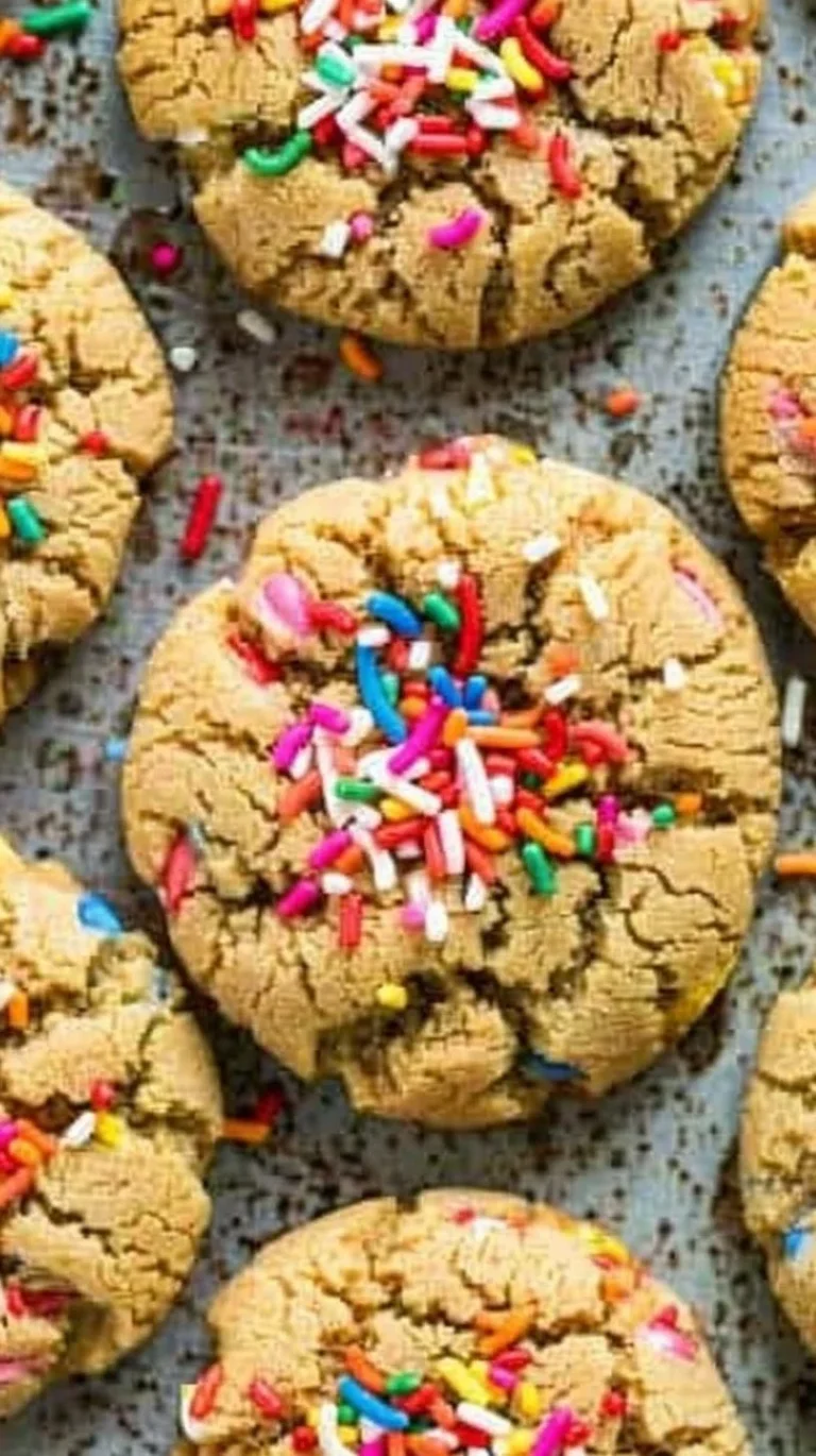 Delicious 4 ingredient protein cookies on a wooden table.