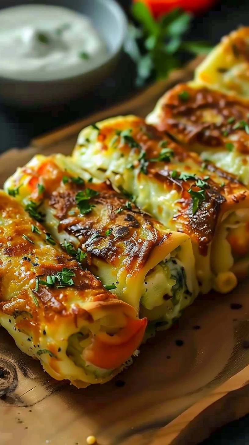Cheesy Baked Vegetable Rolls