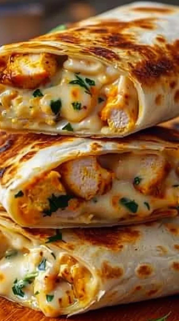 Cheesy Garlic Chicken Wraps