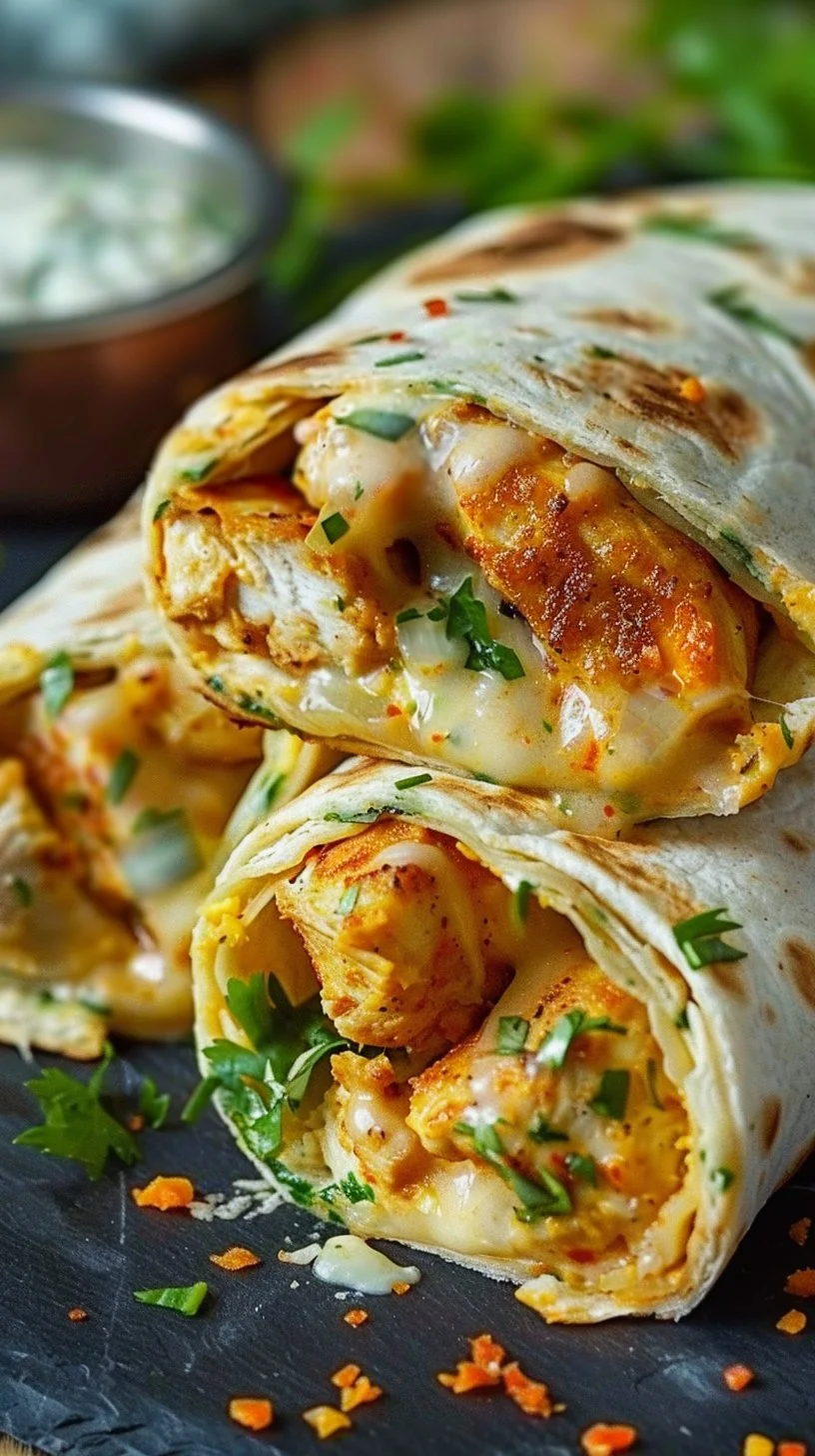 Cheesy Garlic Chicken Wraps