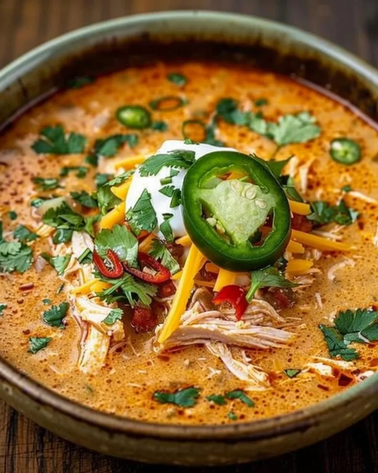 Creamy Chicken Enchilada Soup served in a bowl with toppings