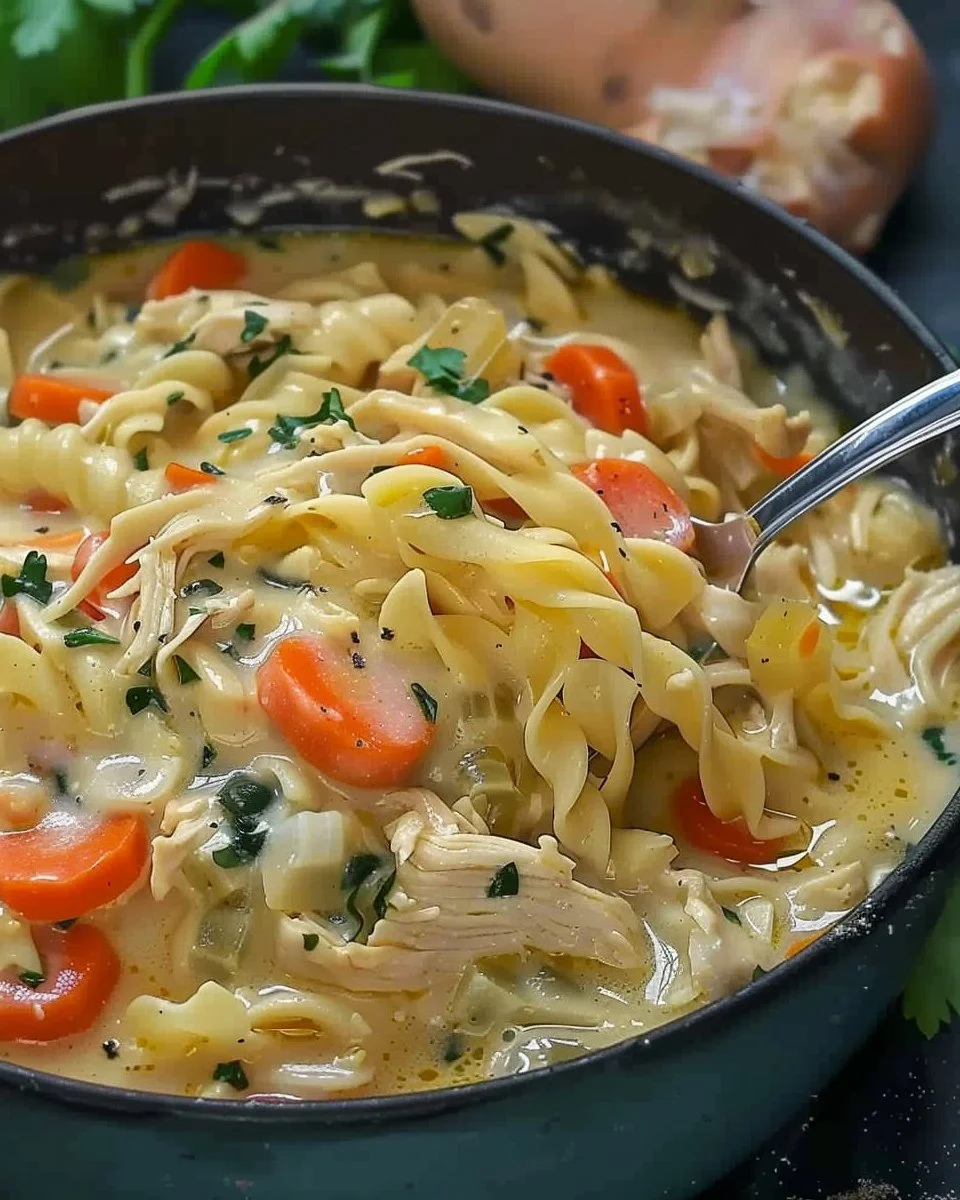 Creamy Chicken Noodle Soup 🍲