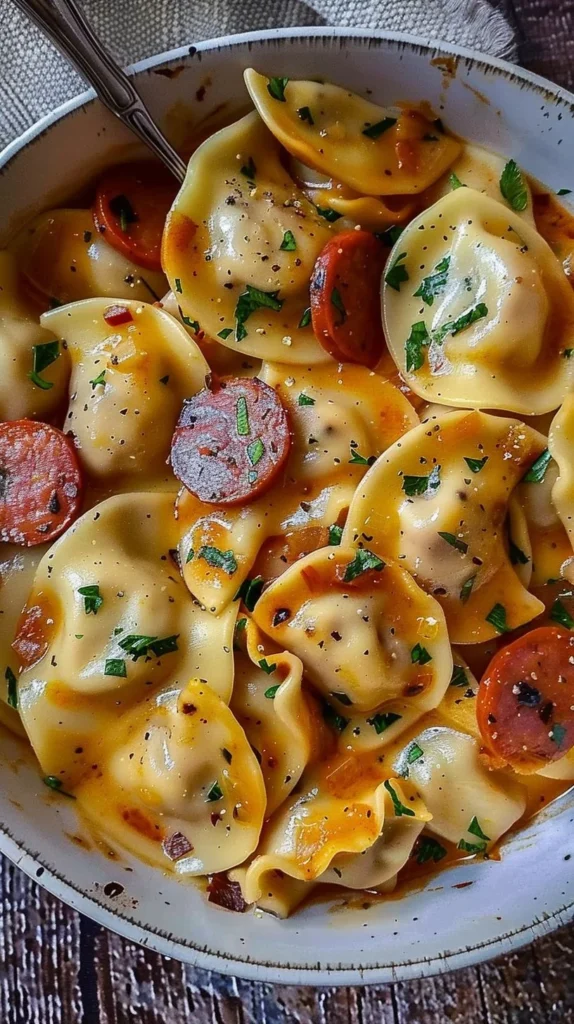 Crockpot Pierogi Casserole with Kielbasa