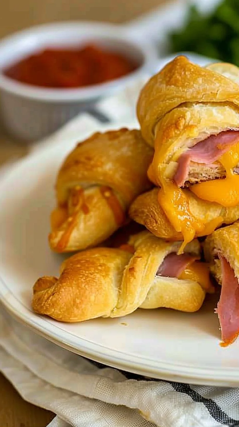 Ham and Cheese Crescents baked until golden and flaky.