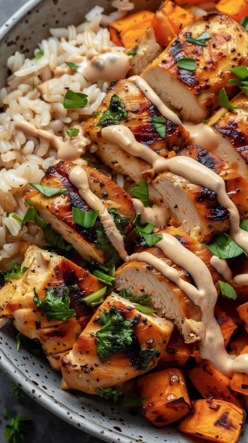 Healthy Chicken & Sweet Potato Rice Bowl