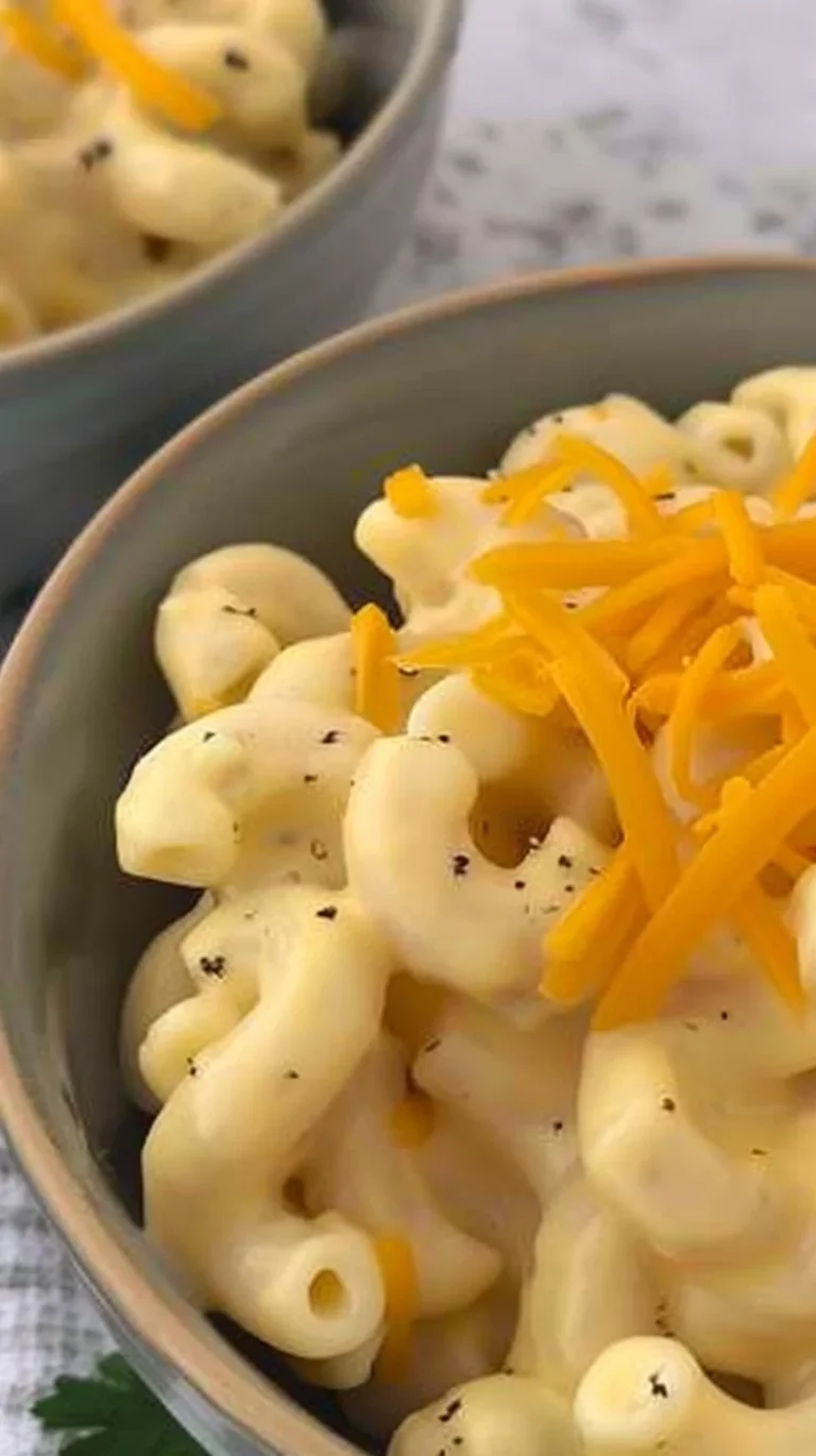 High protein cottage cheese mac and cheese in a bowl