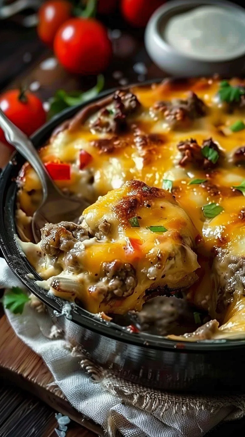 Low Carb Philly Cheesesteak Casserole
