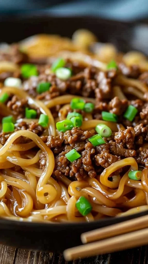 Mongolian Ground Beef Noodles